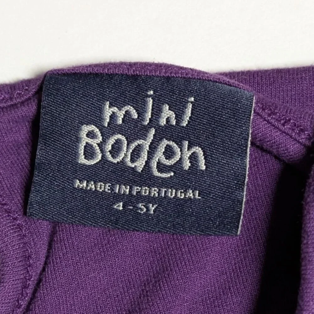 Mini Boden Purple Tiered Dress Girls 4-5Y Short Sleeve Keyhole Back